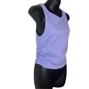 Chic Lavender Crew Neck  Sleeveless Ruched Sides Cropped Yoga Cami Top